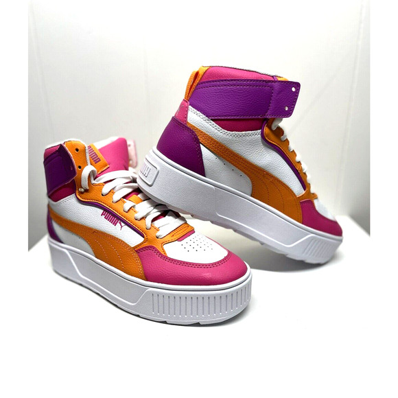 PUMA Karmen Rebelle Size 6.5 Orange Pink Colorblock Mid Platform Sneaker Y2K - Picture 1 of 8